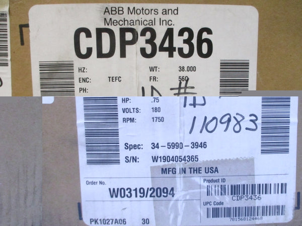 BALDOR CDP3436 34-5990-3946 180V 3.7A NSMP