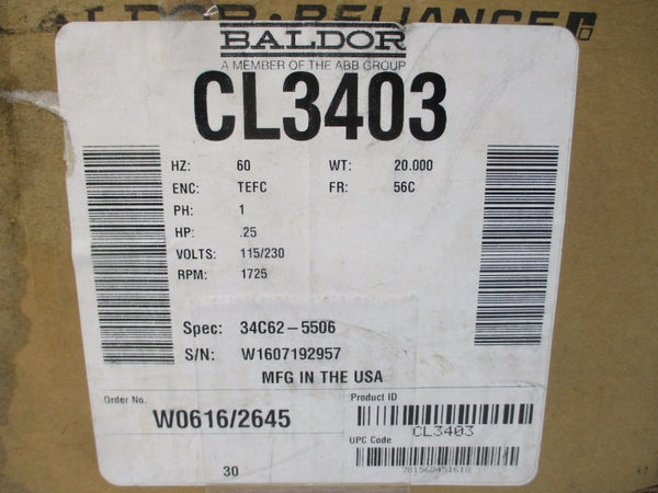 BALDOR CL3403 34C62-5506 115/230V 5/2.5A NSMP