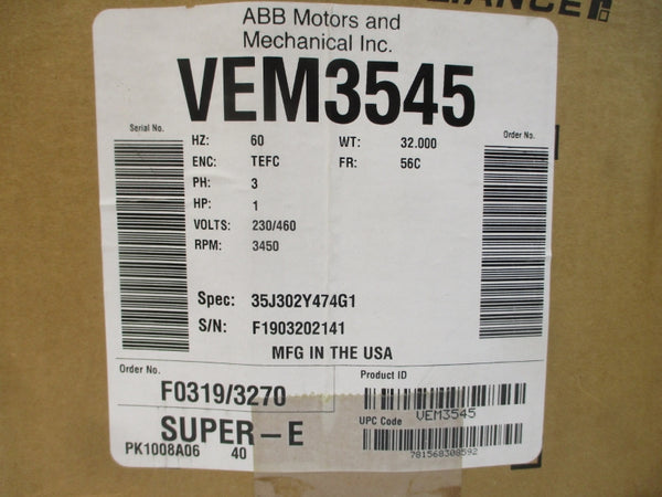 BALDOR VEM3545 35J302Y474G1 230/460V 2.8/1.4A NSMP