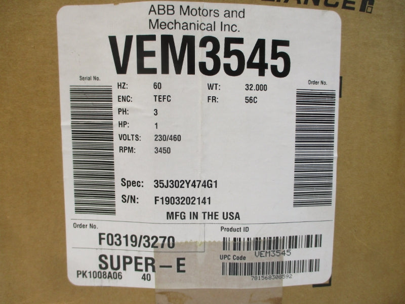 BALDOR VEM3545 35J302Y474G1 230/460V 2.8/1.4A NSMP