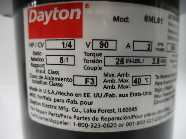 DAYTON 6ML61 90V 2A NSNP
