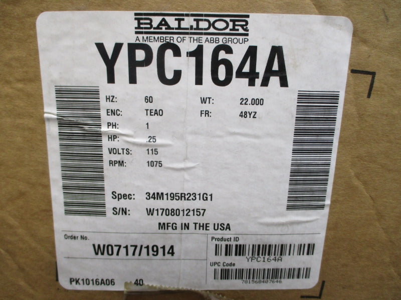BALDOR YPC164A 34M195R231G1 115V 2.8A NSMP
