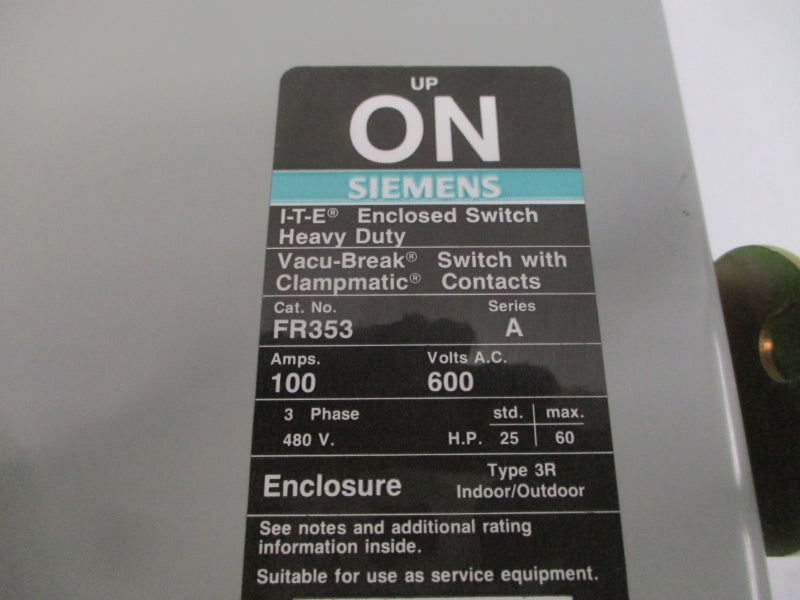 SIEMENS FR353 SER. A 600VAC 100A NSNP