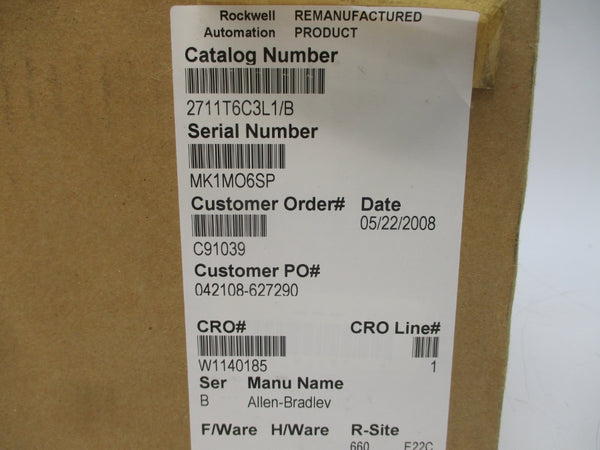 ALLEN BRADLEY 2711-T6C3L1 SER. B F/W 4.46 24VDC REV. F REMAN