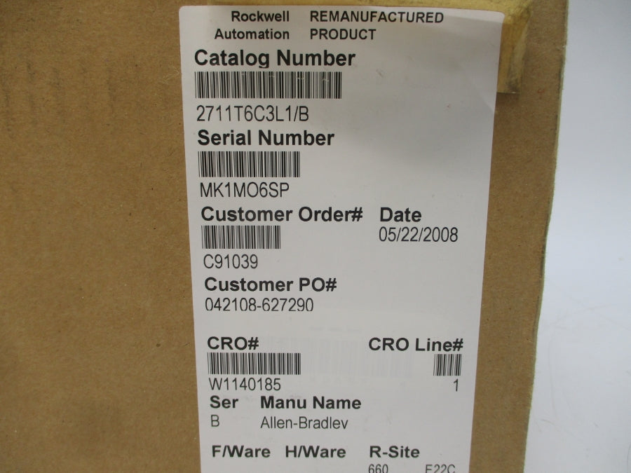 ALLEN BRADLEY 2711-T6C3L1 SER. B F/W 4.46 24VDC REV. F REMAN