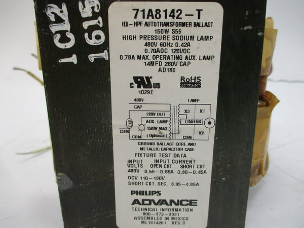 PHILIPS ADVANCE 71A8142-001D 480V 0.78A NSMP