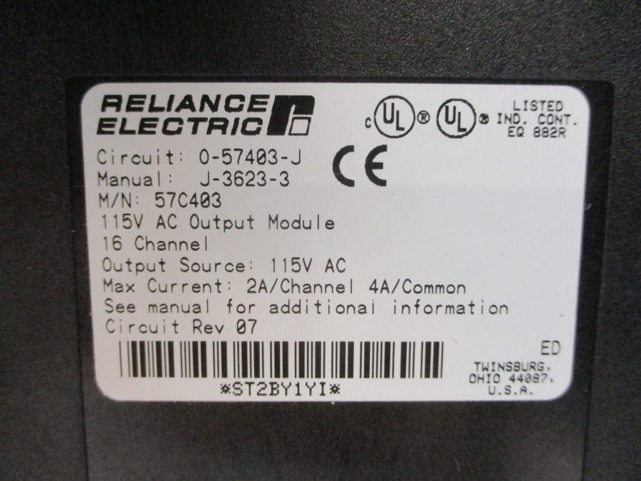 RELIANCE ELECTRIC 57C403 115VAC 2A REV. 07 NSMP