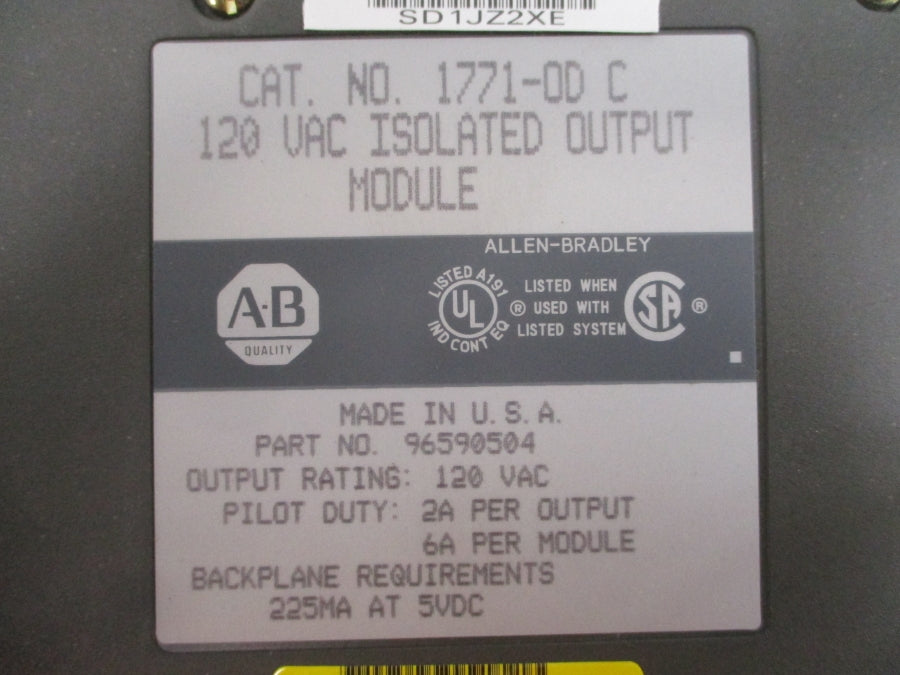 ALLEN BRADLEY 1771-OD SER. C 120VAC 6A UNMP