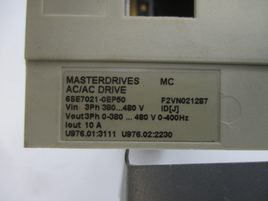 SIEMENS 6SE7021-0EP50 380-480VAC 10A UNMP