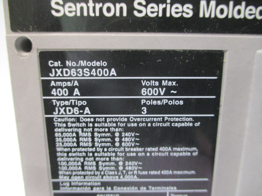 SIEMENS JXD63S400A 600V 400A NSNP