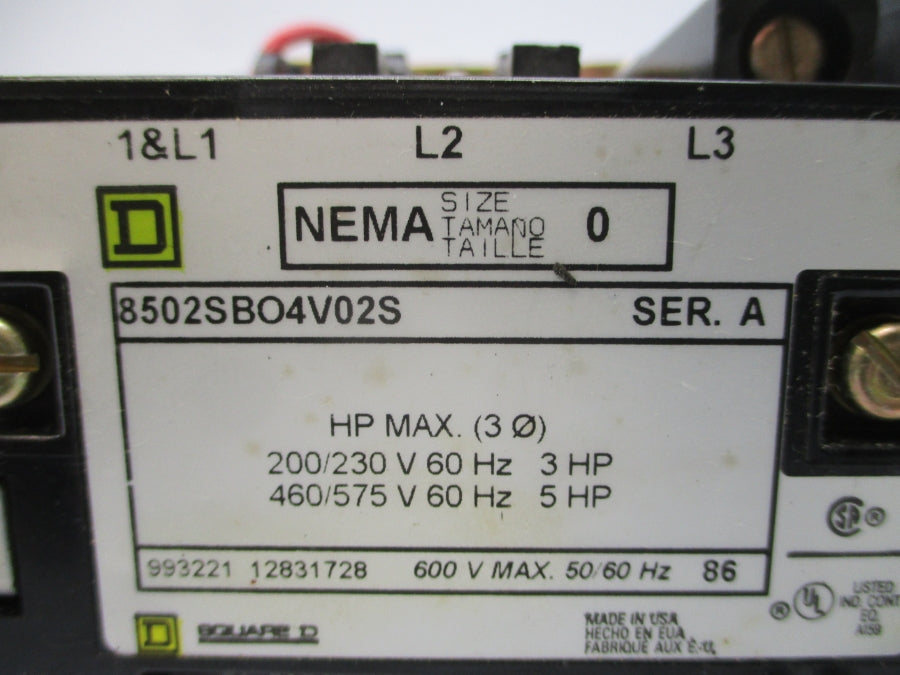 SQUARE D 8502SBO4V02S SER. A 110/120V NSNP