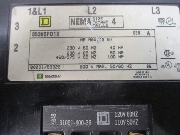 SQUARE D 8536SFO1S SER. A 110/120V (AS PICTURED) UNMP