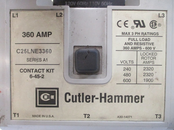 CUTLER HAMMER C25LNE3360A SER. A1 110/120V 360A UNMP