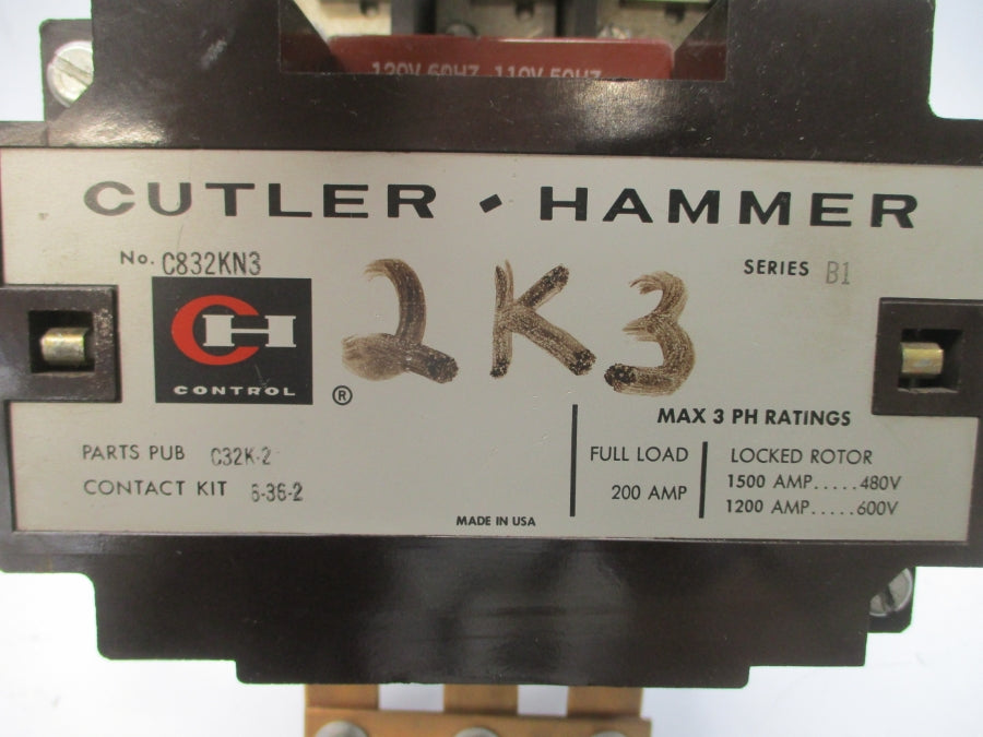 CUTLER HAMMER C832KN3A SER. B1 110/120V 200A UNMP
