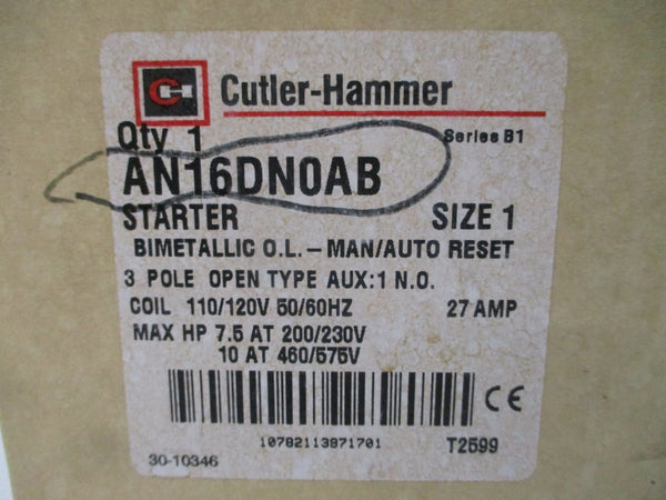 CUTLER HAMMER AN16DN0AB SER. B1 110/120V 27A NSMP