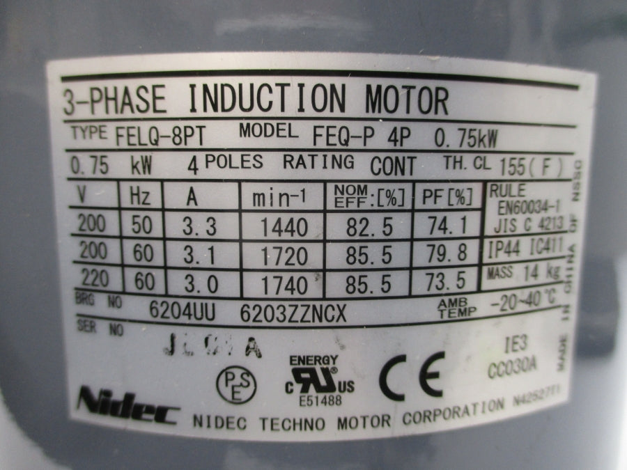 NIPPON TOP-2MY750 IE3 FELQ-8PT 200/220V 3.3A NSNP
