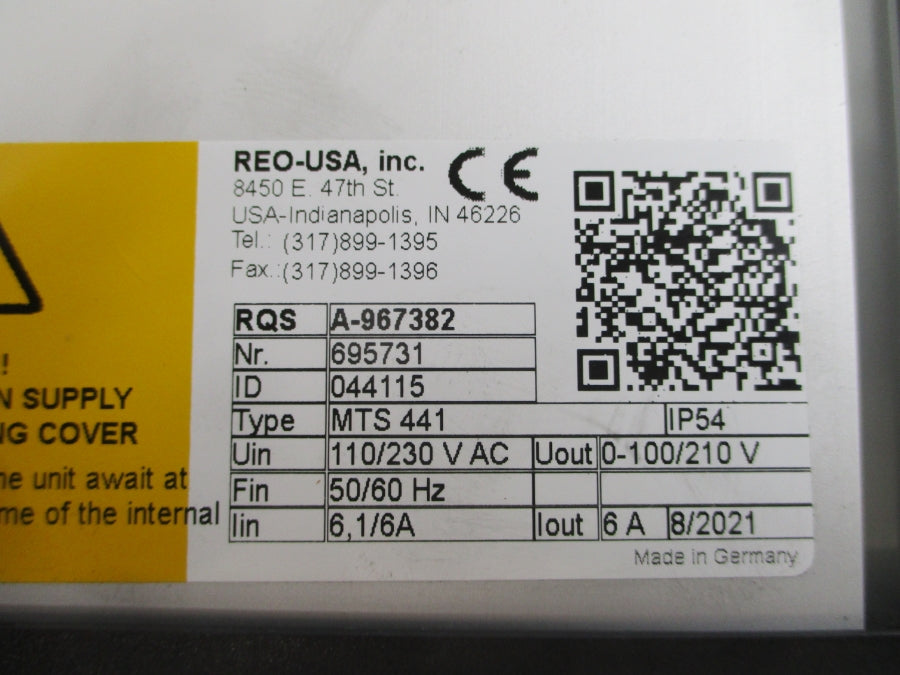 REO-USA MTS441 044115 110/230VAC 6.1/6A NSNP