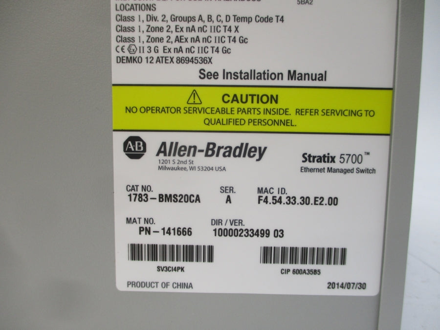 ALLEN BRADLEY 1783-BMS20CA SER. A NSMP