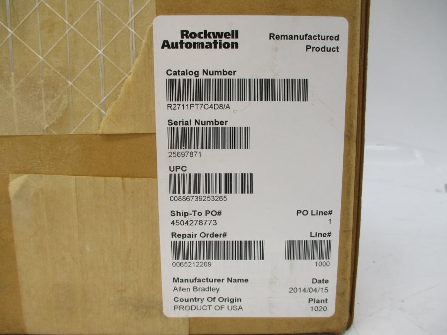 ALLEN BRADLEY 2711P-T7C4D8 SER. A 24VDC REMAN