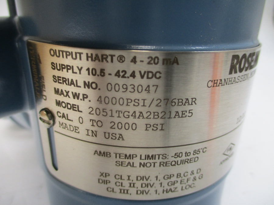 ROSEMOUNT 2051TG4A2B21AE5 10.5-42.4VDC 2000PSI NSMP