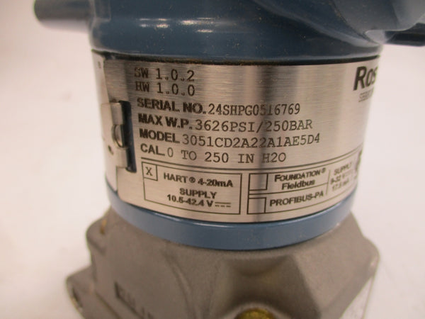 ROSEMOUNT 3051CD2A22A1AE5D4 10.5-42.4V 3626PSI NSMP