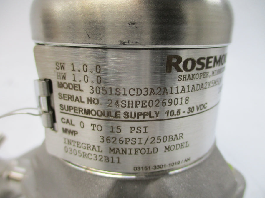ROSEMOUNT 3051S1CD3A2A11A1ADA2K5M5Q4 10.5-30VDC 3626PSI NSMP