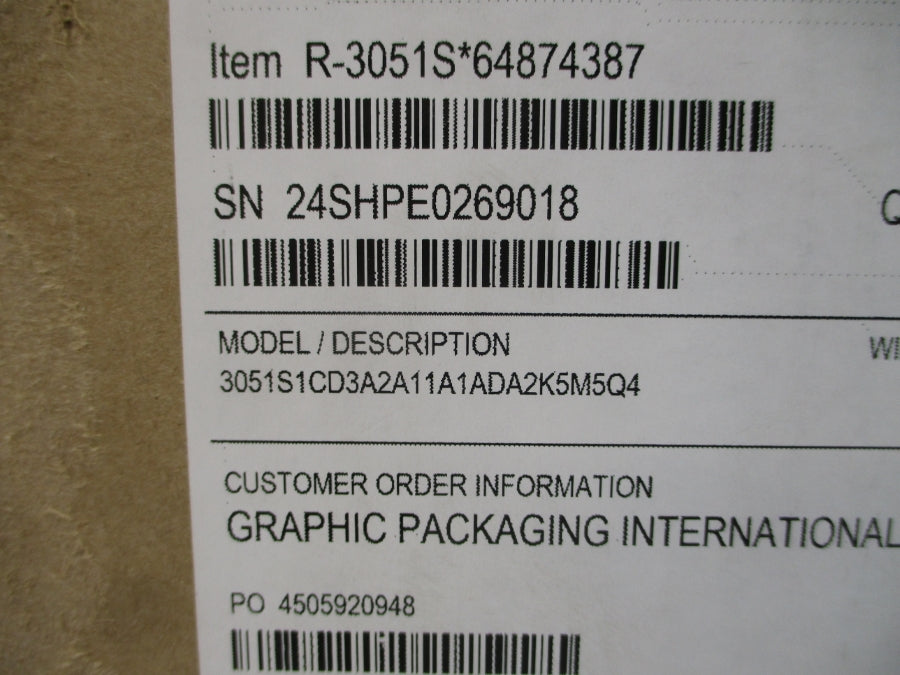 ROSEMOUNT 3051S1CD3A2A11A1ADA2K5M5Q4 10.5-30VDC 3626PSI NSMP