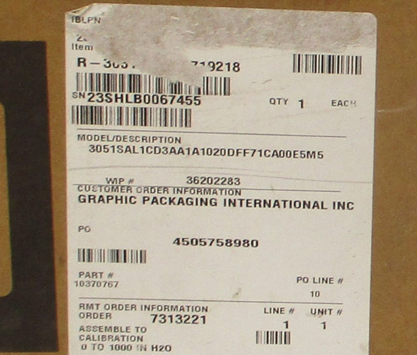 ROSEMOUNT 3051SAL1CD3AA1A1020DFF71CA00E5M5 10.5-42.4VDC 285PSI NSMP