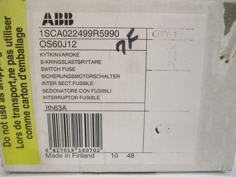 ABB OS60J12 1SCA022499R5990 600VAC 60A NSMP