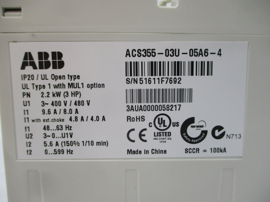 ABB ACS355-03U-05A6-4 400/480V 9.6/8.0A NSMP