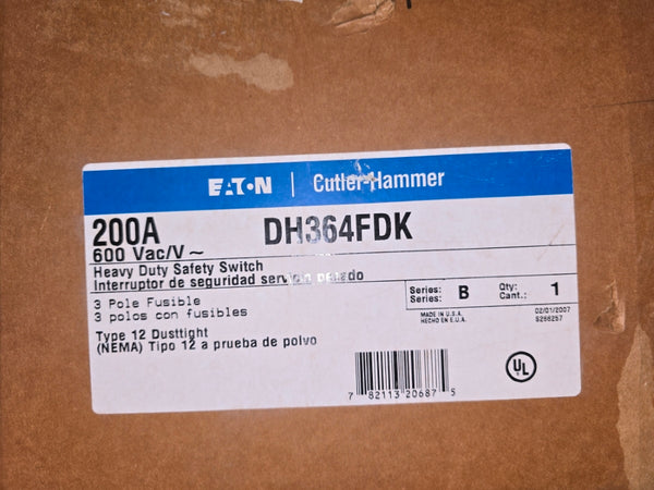 EATON DH364FDK SER. B 600VAC 200A NSMP