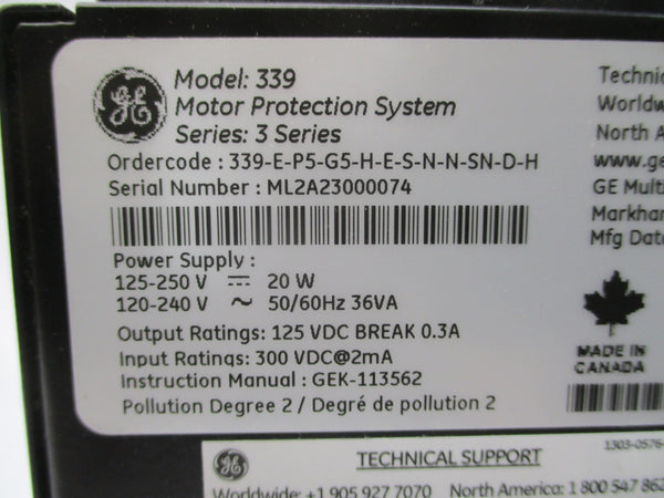 GENERAL ELECTRIC 339-E-P5-G5-H-E-S-N-N-SN-D-H SER. 3 120-240V 0.3A NSNP