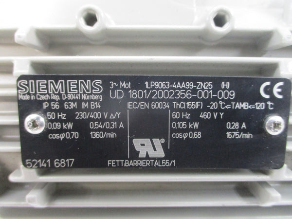 SIEMENS 1LP9063-4AA99-ZN25 230/400-460V 0.54/0.31-0.28A NSNP