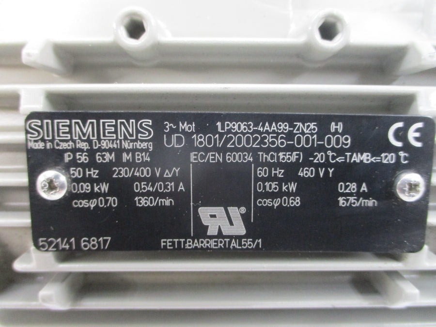 SIEMENS 1LP9063-4AA99-ZN25 230/400-460V 0.54/0.31-0.28A NSNP