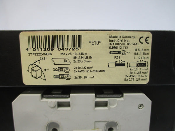 SIEMENS 3TF5222-0AK6 110/120V 200A UNMP
