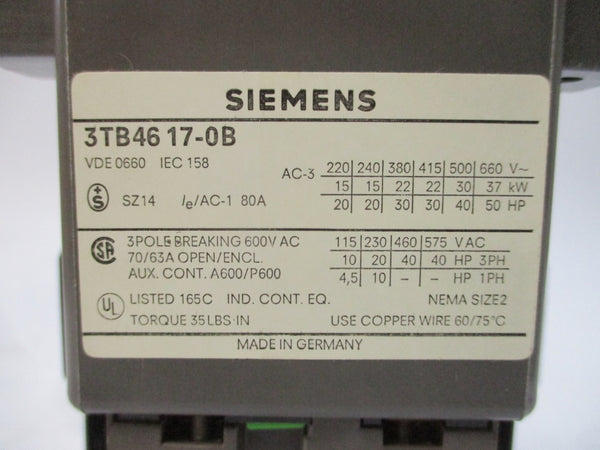 SIEMENS 3TB4617-0BB4 24VDC 80A NSMP