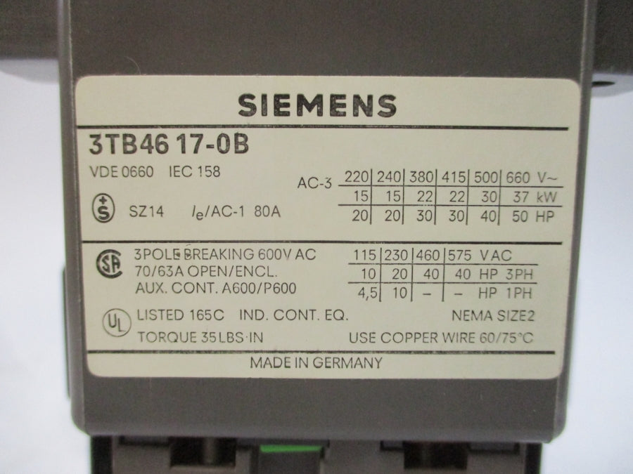 SIEMENS 3TB4617-0BB4 24VDC 80A NSMP