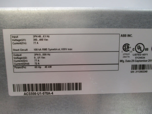 ABB ACS550-U1-078A-4 380-480VAC 77A NSMP