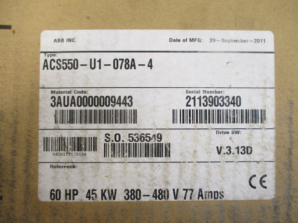 ABB ACS550-U1-078A-4 380-480VAC 77A NSMP