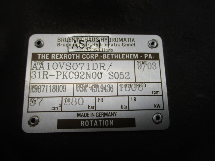 REXROTH AA10VS071DR/31R-PKC92N00 R987118809 NSNP