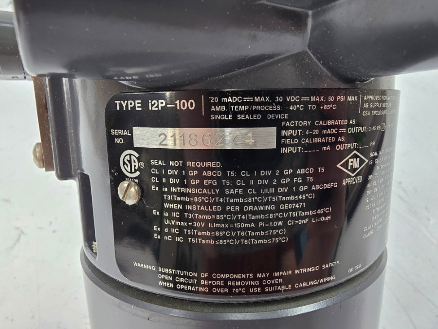 FISHER I2P-100 30VDC 3-15PSI NSNP