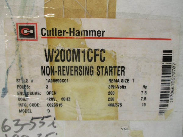 CUTLER HAMMER W200M1CFC 1A96699C01 120V 27A NSMP