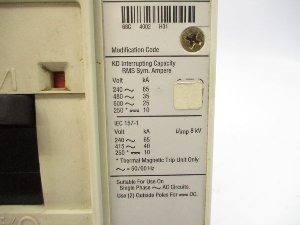 EATON KD3400 1492D81G03 600V 400A UNMP