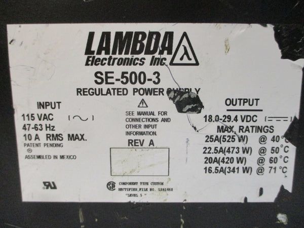 LAMBDA SE-500-3 115VAC 10A REV. A UNMP