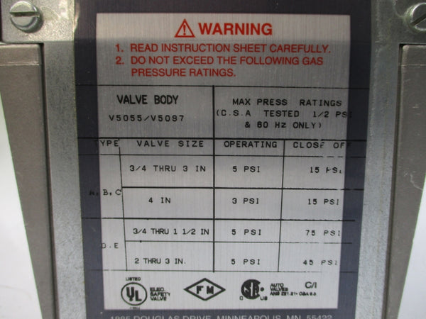 HONEYWELL V4055A1098 110/120V 1.57/.13A 5-15PSI 13S NSNP