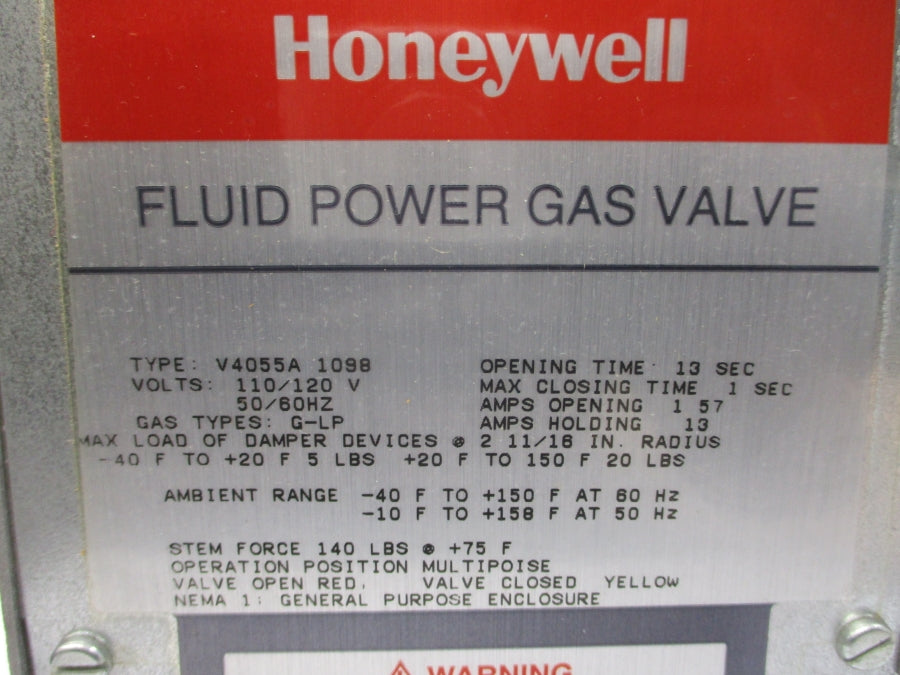 HONEYWELL V4055A1098 110/120V 1.57/.13A 5-15PSI 13S NSNP