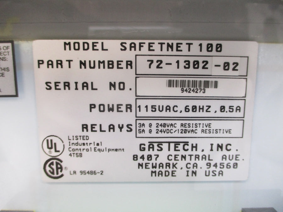 GASTECH 72-1302-02 115VAC 0.5A UNMP