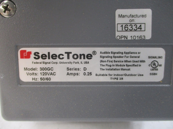 FEDERAL SIGNAL 300GC SER. D 120VAC 0.25A (GRAY) NSMP