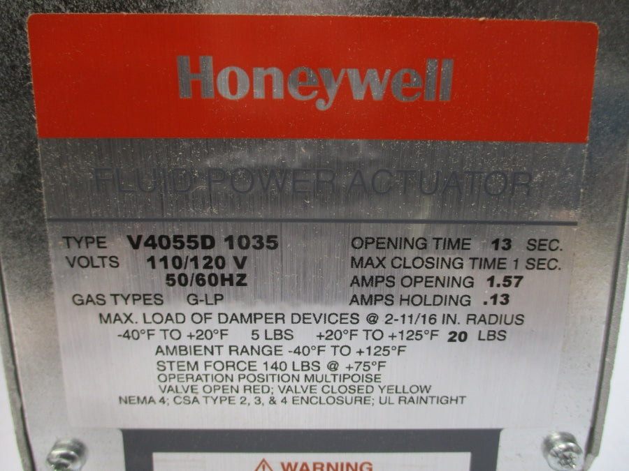 HONEYWELL V4055D1035 110/120V 1.57/.13A 5-15PSI 1-13S NSMP