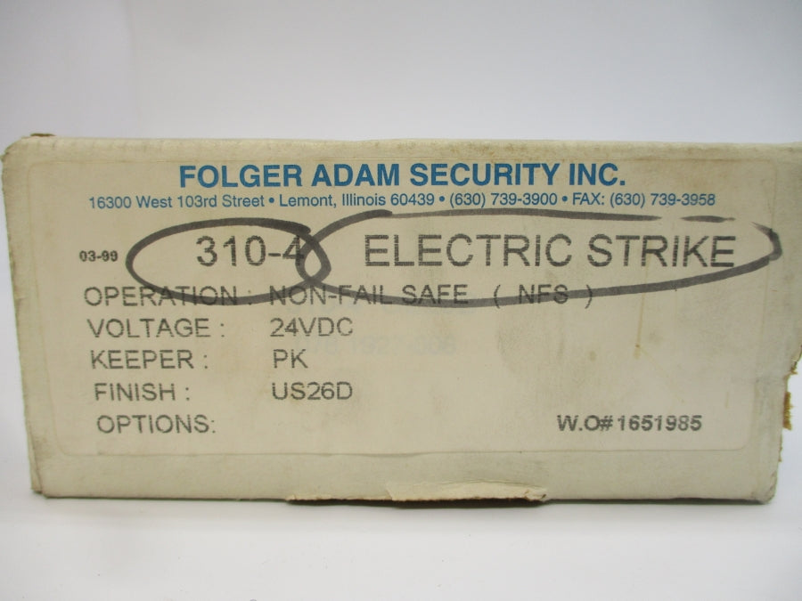 FOLGER ADAM SECURITY 310-4 24VDC 0.25A NSMP